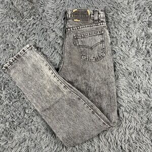 Vintage Levi's Women's 24x30 Jeans USA Made Acid Wash Black High Rise 80s